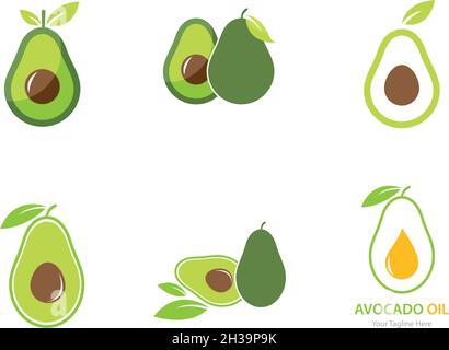 Set of Avocado logo ilustration vector template Stock Vector