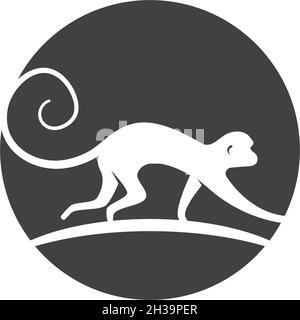Monkey logo ilustration vector flat design Stock Vector