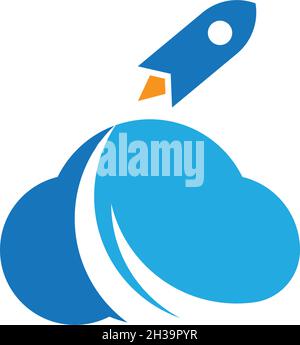 Rocket and cloud technology logo vector template design Stock Vector