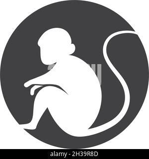 Monkey logo ilustration vector flat design Stock Vector