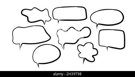 message frames in comic style, hand drawn chat bubbles. Stock Vector