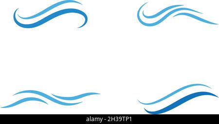 Set of Water wave Logo design vector Template Stock Vector
