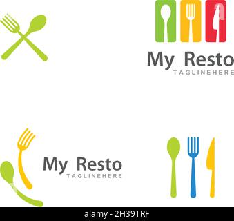 fork and spoon icon vector template Stock Vector
