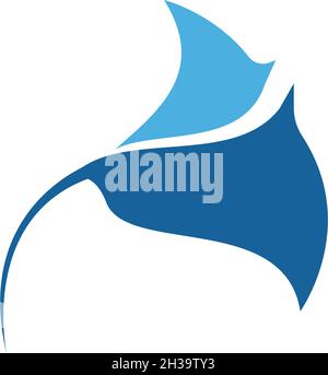 Stingray logo ilustration vector flat design template Stock Vector