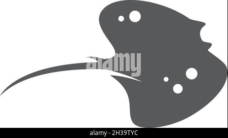 Stingray logo ilustration vector flat design template Stock Vector