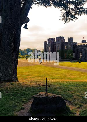 Sword in The Stone, Bell in the Tree, Palace of Scone, Scone, Perth, Perth And Kinross, Scotland, UK, GB. Stock Photo