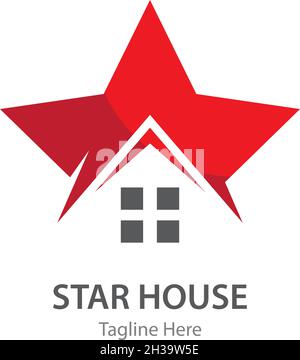Star house Property and Construction Logo design Stock Vector