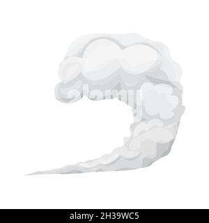 Smoke dust explosion in cartoon style isolated on white background. Frame, game asset. Abstract gray cloud, gas, motion element. . Vector illustration Stock Vector