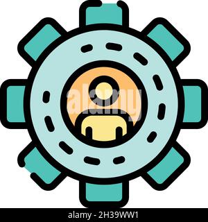 Gear ad specialist icon. Outline gear ad specialist vector icon color flat isolated Stock Vector