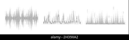 Set of bstract dotted equalizers. Vertical dots. Vector illustration of a graphic eq Stock Vector