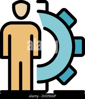 Software gear manager icon. Outline software gear manager vector icon color flat isolated Stock Vector