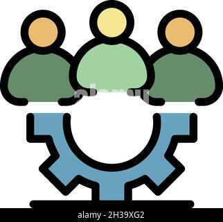 Teamwork system icon. Outline teamwork system vector icon color flat isolated Stock Vector