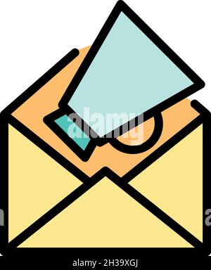 Leadership megaphone icon. Outline leadership megaphone vector icon color flat isolated Stock Vector