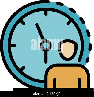 Manager wall clock icon. Outline manager wall clock vector icon color flat isolated Stock Vector