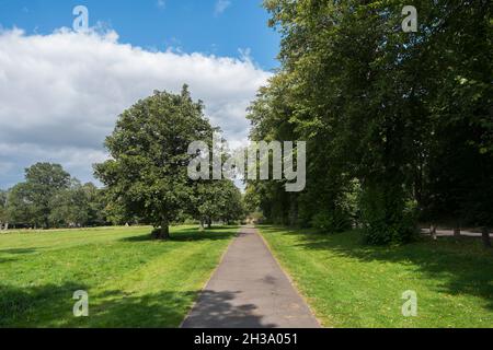 The cycle path round Havenstoke Park on the Graylingwell development in north Chichester, West Sussex, England, UK. Stock Photo