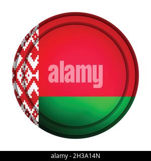 Glass light ball with flag of Belarus. Round sphere, template icon. Belarusian national symbol. Glossy realistic ball, 3D abstract vector illustration Stock Vector