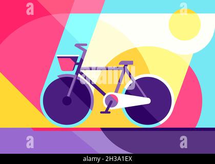 Banner with city bike. Placard design in flat style. Stock Vector