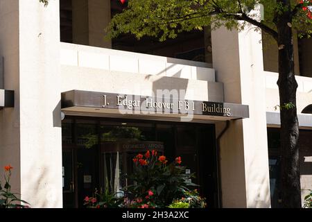 WASHINGTON DC, UNITED STATES - Oct 03, 2021: The front of the J. Edgar Hoover FBI building in Washington D.C. Stock Photo