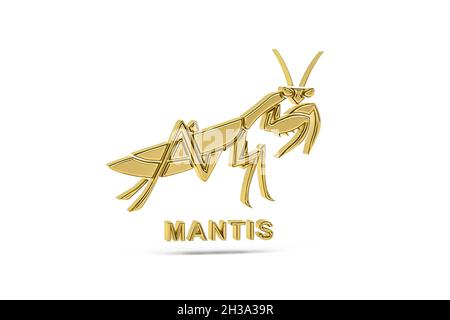 Golden 3d mantis icon isolated on white background - 3d render Stock ...
