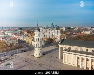 Vilnius Cathedral square seen by drone Stock Photo