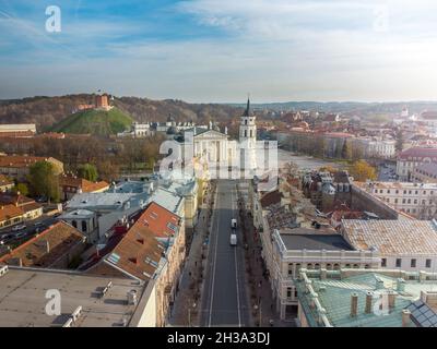 Vilnius Cathedral square seen by drone Stock Photo