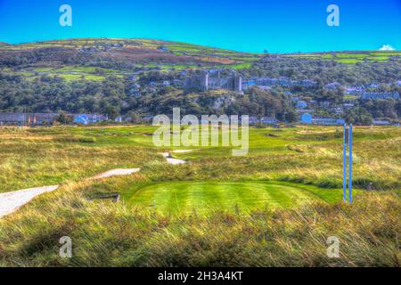 Harlech Castle North Wales UK view from the golf course Stock Photo