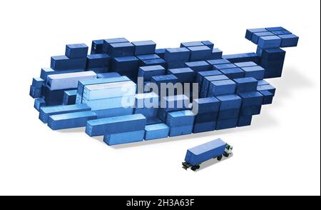 Docker cloud concept - whale made of container Stock Photo