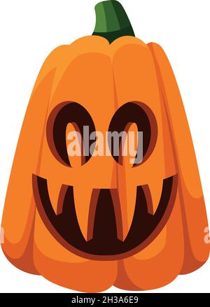 Carved pumpkin face with big teeths. Halloween decoration Stock Vector