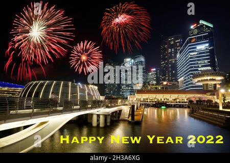 the fireworks during New Year 2022 in Singapore Stock Photo