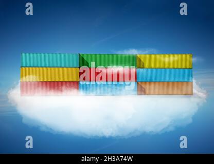 Containers in cloud, a software development concept Stock Photo