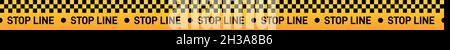 Stop line yellow tape. Warning black squared ribbon Stock Vector