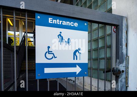 sign indicating access for pregnant women, the elderly and disabled people Stock Photo