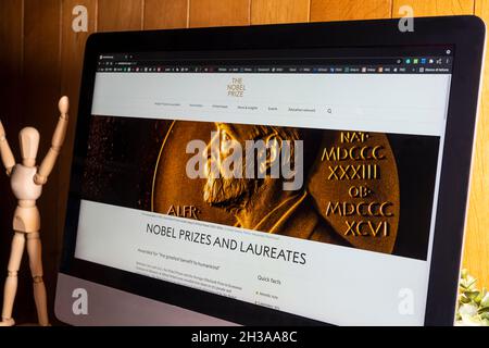 view of the web page of the committee for the award of the Nobel Prize Stock Photo