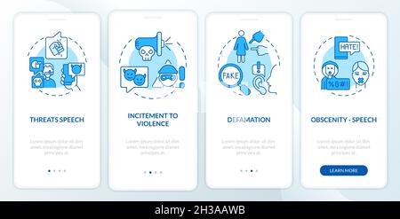 Unprotected speech types onboarding mobile app page screen Stock Vector