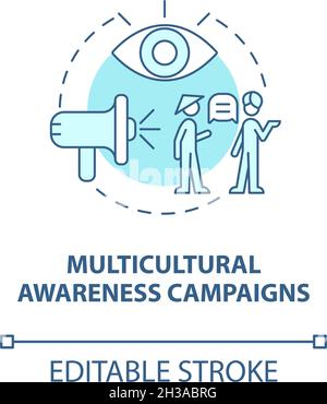 Multicultural awareness campaigns blue concept icon Stock Vector