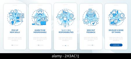 Career advancement process blue onboarding mobile app page screen Stock Vector