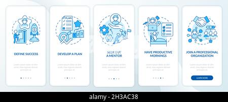 Career advancement steps blue onboarding mobile app page screen Stock Vector