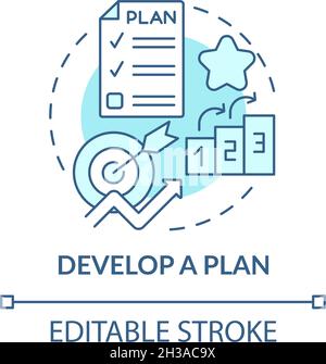 Develop plan blue concept icon Stock Vector