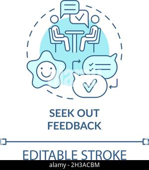 Seek out feedback blue concept icon Stock Vector