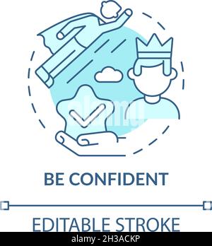 Be confident blue concept icon Stock Vector