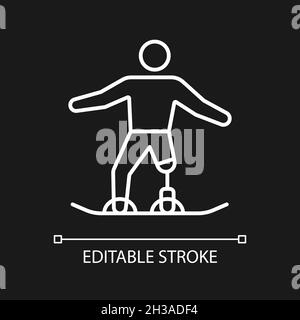 Snowboarding white linear icon for dark theme Stock Vector