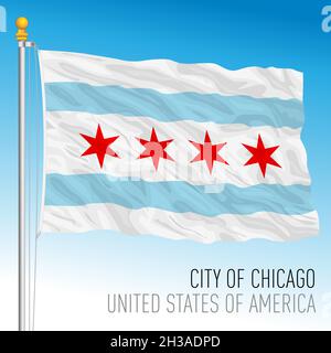 City of Chicago flag, Illinois, United States, vector illustration Stock Vector