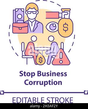 Stop business corruption concept icon Stock Vector