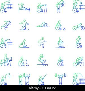 Sport competition gradient linear vector icons set Stock Vector