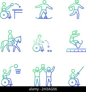 Sport championship gradient linear vector icons set Stock Vector