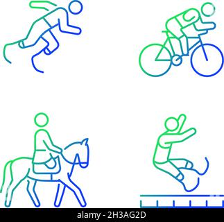 Adaptive sports gradient linear vector icons set Stock Vector