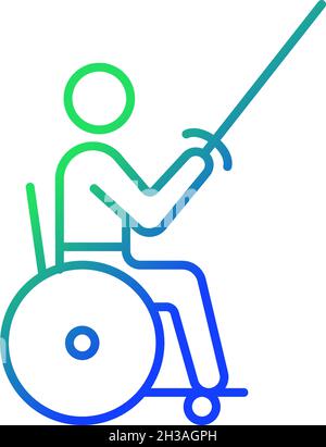 Wheelchair fencing gradient linear vector icon Stock Vector