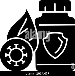 Antioxidant supplements black glyph icon Stock Vector