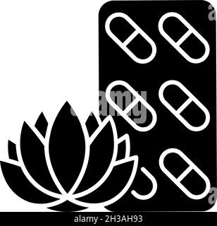 Tranquilizing supplements black glyph icon Stock Vector