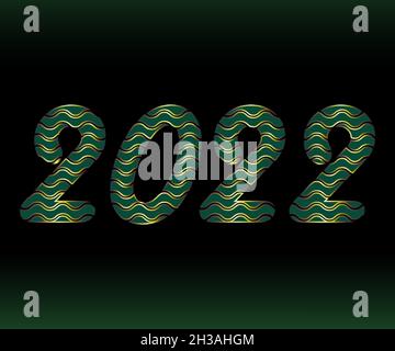 2022 effect text illustration, dark green wave effect Stock Vector